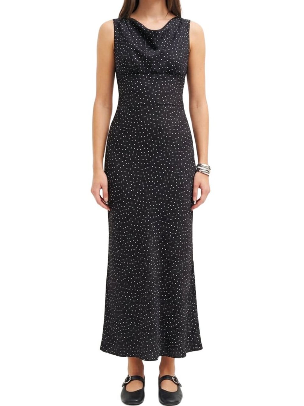 Reformation Dessa Satin Maxi Dress Selene Polka Dot Retro Chic 4